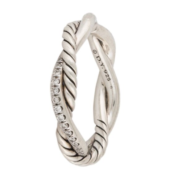 DAVID YURMAN DIAMOND STERLING SILVER 925 PETITE INFINITY BAND RING - Picture 2 of 10